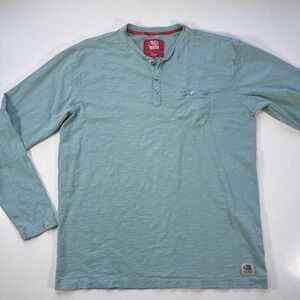 TOES ON THE NOSE Long Sleeve Henley Shirt‎ Lightweight Mens Large Green
